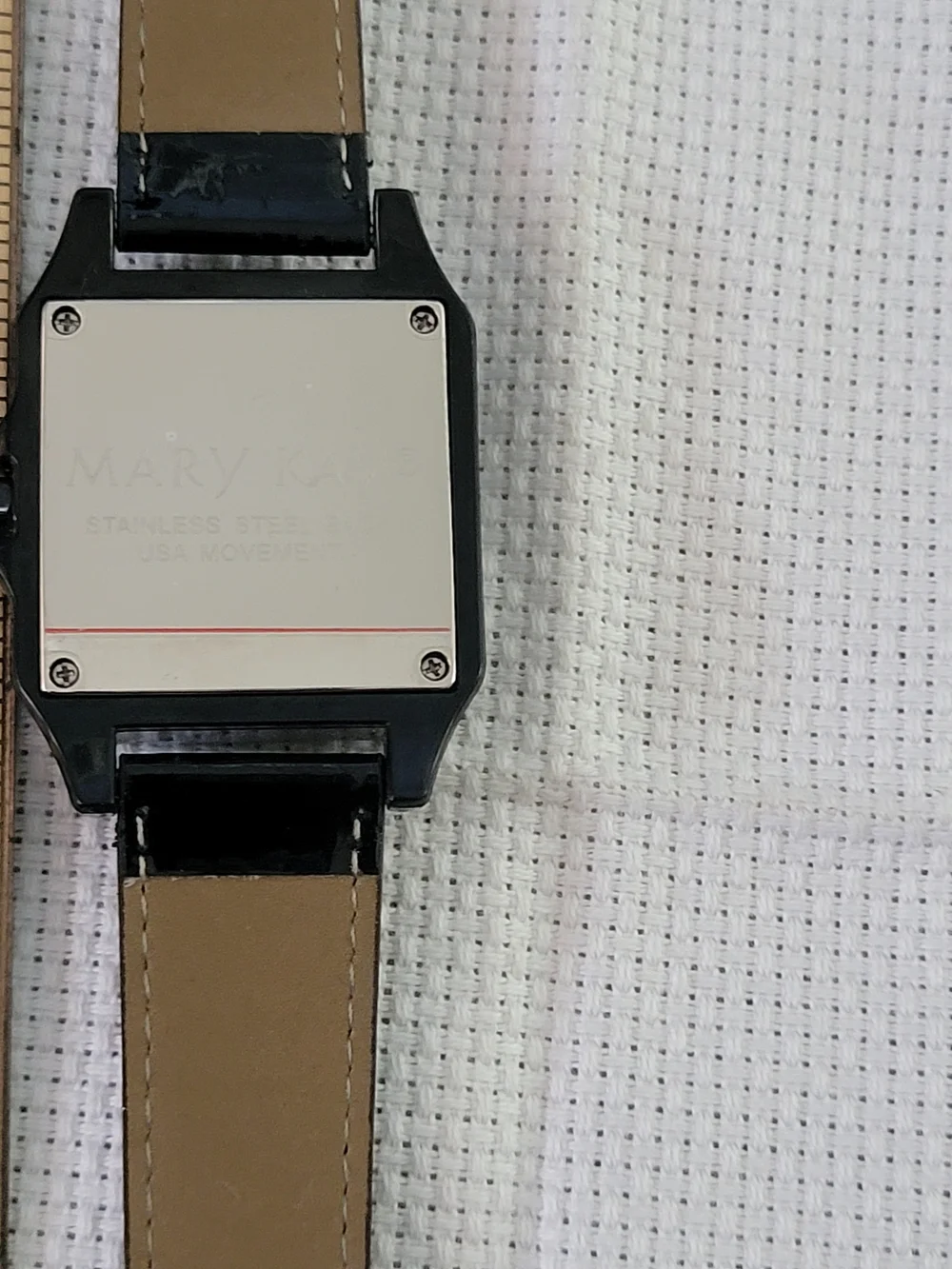 Mary Kay Black Strap Square Analog Watch with White Dial
